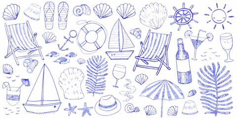 A charming collection of hand drawn summer and beach themed illustrations © Rakesh