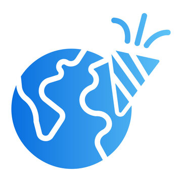 blobe happy new Line Gradient Icon