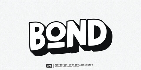 Editable Bond 3D Cartoon Text Effect for February Friendship | Premium Font Template