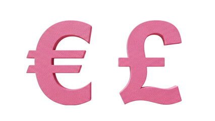 Fototapeta premium Pink euro and pound symbols isolated on transparent background