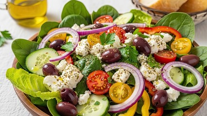 Fresh Greek Salad with Vegetables.
