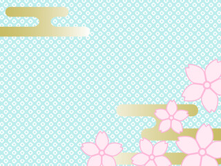 桜　かわいい和柄の背景　サクラとエ霞