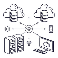 A diagram illustrating cloud computing and wireless networking technology