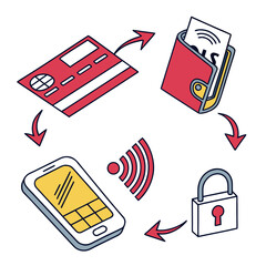 A digital illustration of secure payment methods and protection