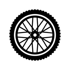 Obraz premium Bicycle Wheel Black Silhouette Vector on White.