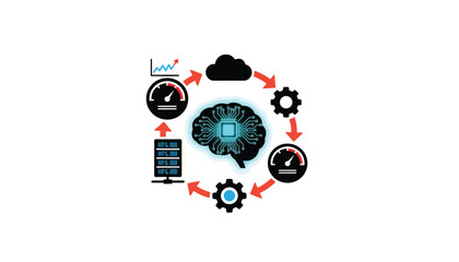 Fototapeta premium Artificial Intelligence Machine Learning Cloud Computing Data Analysis