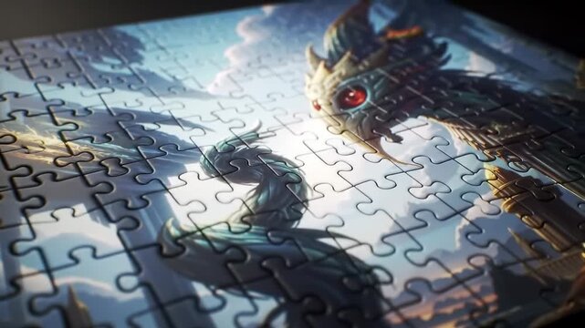A dragon image is a puzzle's center, showcasing a surreal art