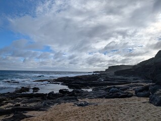 Rocks on the coastline to Sandy Beach, Oahu Hawaii