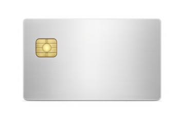 Blank white credit card template with golden emv chip, ideal for banking, payment, and finance concepts, transparent background