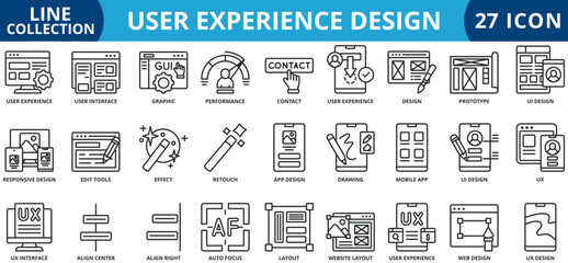 User experience design icon set collection vector illustration