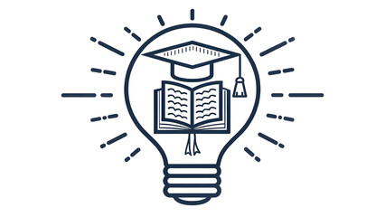 Education inspiration with graduation cap and book