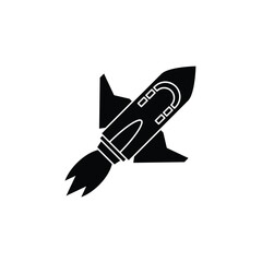 This silhouette icon represents a classic rocket, categorized as a space, startup, and innovation-themed icon. It illustrates the idea of launching, progress, exploration, growth, and futuristic techn