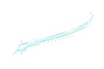 Speed light trail effect with glowing blue spark and dynamic motion energy, isolated on transparent background