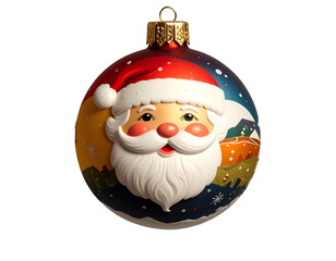 Festive sphere with Santa's jolly face and winter scene