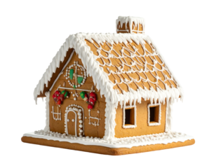 Ornate gingerbread house adorned with icing, candy, and festive details