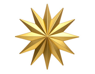 Shiny gold twelve-pointed starburst, radiating outwards