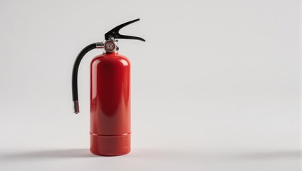 Red Fire Extinguisher on White Background for Safety.