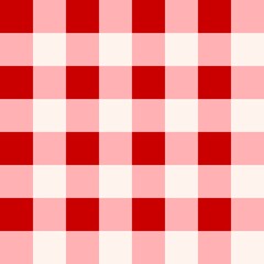Red and white checkered gingham tablecloth pattern with seamless plaid fabric texture background suitable for picnic and vintage design illustration