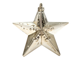Shiny, silver star ornament with textured surface