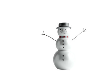 Cheerful snowman with top hat and striped scarf, arms outstretched