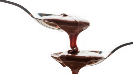 chocolate pouring from spoon to spoon