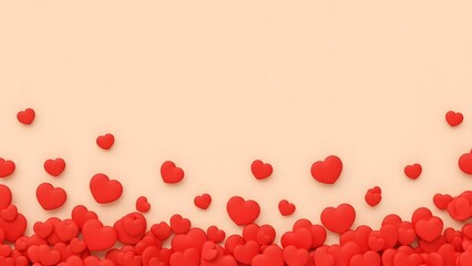 Valentine's day celebration with red hearts on pink background