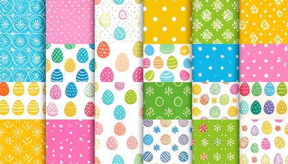Colorful Easter-themed pattern collection with various designs