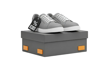 Gray Sneakers with Discount Tag on Box