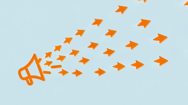 A speaker releases sound waves represented as arrows moving in different directions.