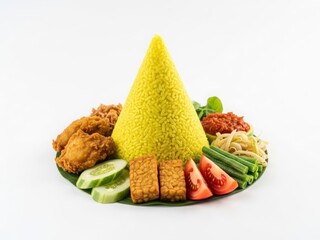 Nasi Tumpeng - Traditional Indonesian Yellow Rice Cone