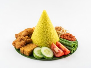 Nasi Tumpeng - Traditional Indonesian Yellow Rice Cone