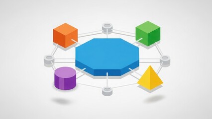 Vibrant 3D infographic elements connected in a network