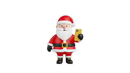 3D Santa Claus holding a smartphone