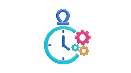 3D Clock with Gears Icon