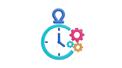 3D Clock with Gears Icon