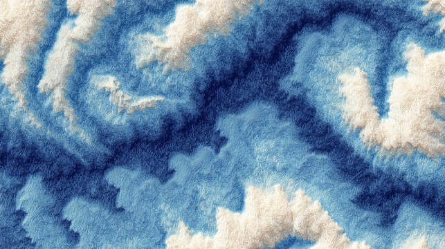 Abstract Oceanic Pattern Texture: Blue Waves and Cream Highlights for Backgrounds and Design - Powered by Adobe