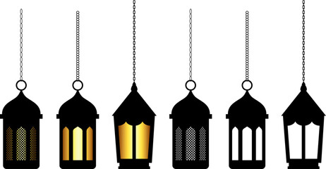 Hanging Ramadan Lanterns Vector Bundle Islamic Decoration Set