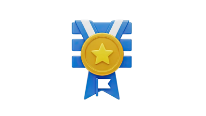 3D Render of a Blue and Gold Star Medal