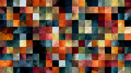 Vibrant Abstract Colorful Mosaic Pattern With Textured Squares For Modern Design