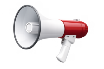 Megaphone amplifying message, concept of marketing, public speaking, protest, loud announcement, social communication