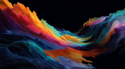 Vibrant Abstract Color Wave Landscape in Digital Art With Rainbow Gradients