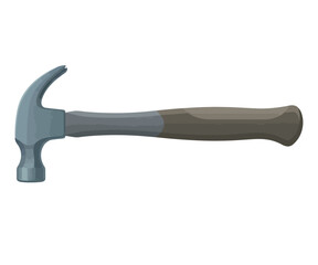 Hammer Tool Illustration with Metal Head and Wooden Handle Isolated on White Background