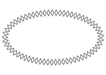 ひし形の幾何学模様で作られた楕円形の飾り枠・文字入れ用のおしゃれなラインアート背景