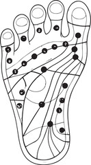 foot reflexology map Alternative Medicine and Acupuncture Hand-drawn Sketch Drawing Vector Illustration, Line Linear Symbol Engraving Coloring Book, Black and White Isolated