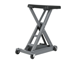 Gray jack stand with wheels and black padded top