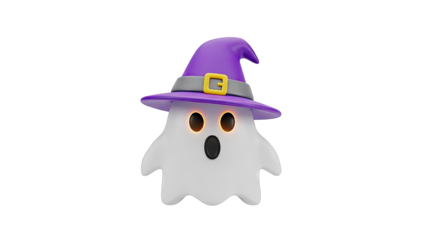 Cute Ghost Wearing a Witch Hat