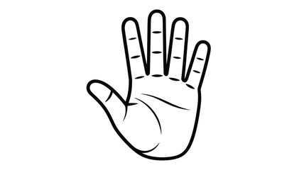 Obraz premium Simple black and white illustration of an open human hand with visible lines