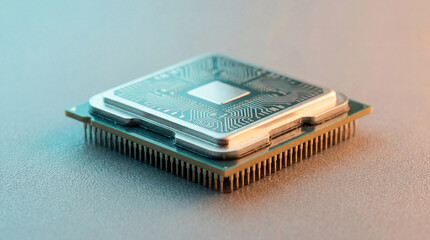 Close up of an electronic CPU microchip hardware component