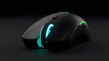 Ergonomic Gaming Mouse with Customizable RGB Lighting on a Dark Background