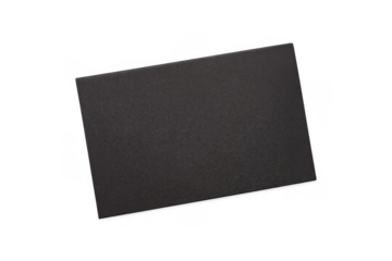 Blank black business card with textured paper overlay on transparent background, template for branding